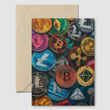 Cryptocurrency Coins Collection Colorful Digital Art