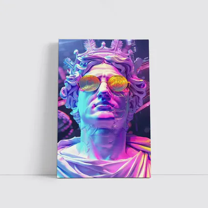 Greek Statue Bitcoin Glasses Neon Purple