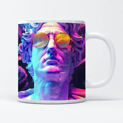 Greek Statue Bitcoin Glasses Neon Purple