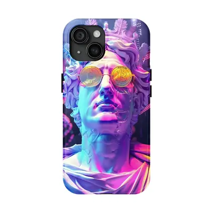 Greek Statue Bitcoin Glasses Neon Purple