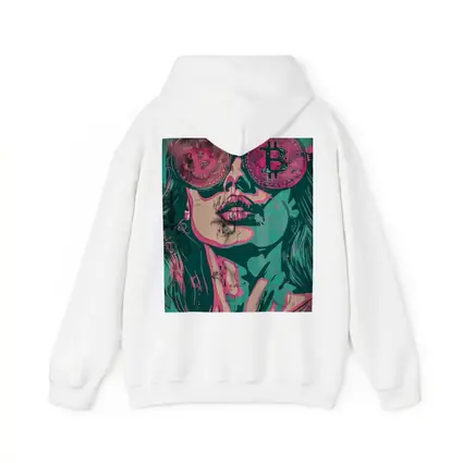 Bitcoin Woman Graffiti Pop Art Teal Pink