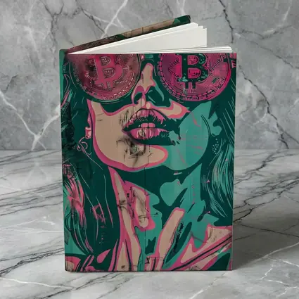 Bitcoin Woman Graffiti Pop Art Teal Pink