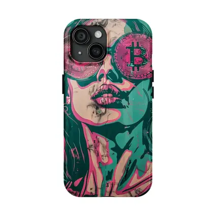 Bitcoin Woman Graffiti Pop Art Teal Pink
