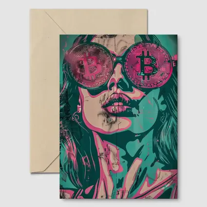 Bitcoin Woman Graffiti Pop Art Teal Pink