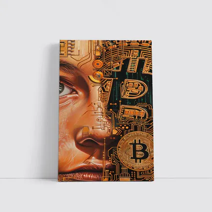 Bitcoin Cyborg Woman Circuit Board Art