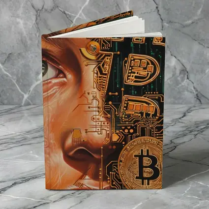 Bitcoin Cyborg Woman Circuit Board Art
