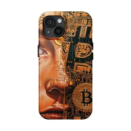 Bitcoin Cyborg Woman Circuit Board Art