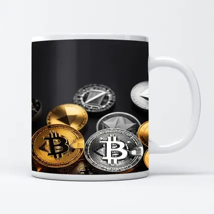 Bitcoin and Crypto Coins Dark Background