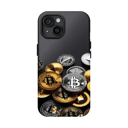 Bitcoin and Crypto Coins Dark Background