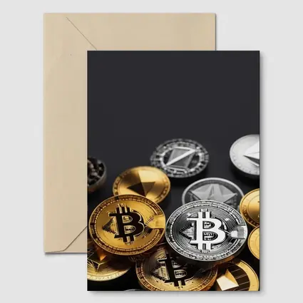 Bitcoin and Crypto Coins Dark Background