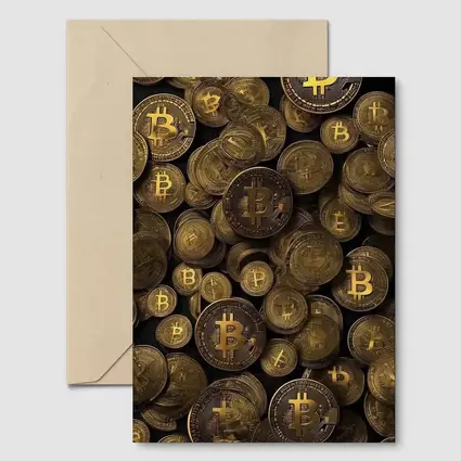 Bitcoin Gold Coins Pile Dark Background