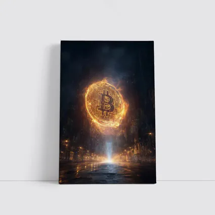Bitcoin Coin Fire Dark City Street