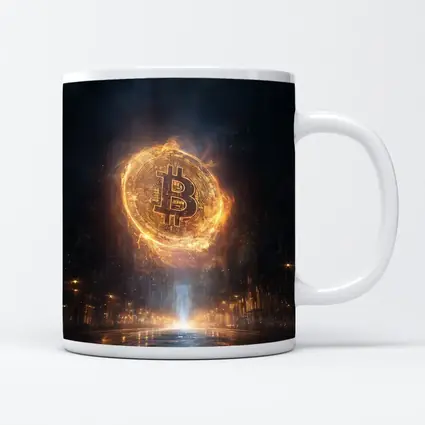 Bitcoin Coin Fire Dark City Street