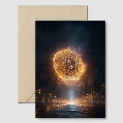 Bitcoin Coin Fire Dark City Street