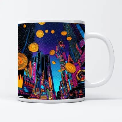 Bitcoin Rain Neon Pop Art City