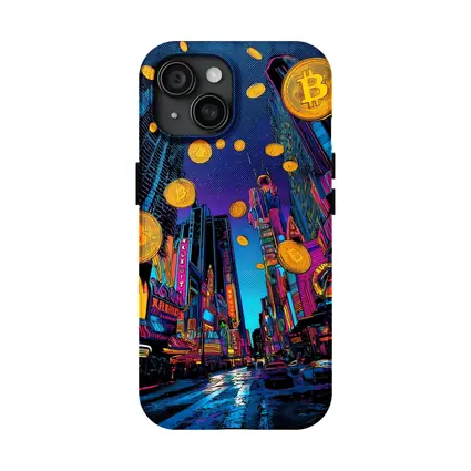 Bitcoin Rain Neon Pop Art City