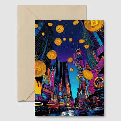 Bitcoin Rain Neon Pop Art City