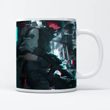 Cyberpunk Anime Soldier Girl Glitch City