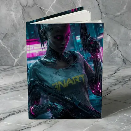Cyberpunk Female Cyborg Neon City Street