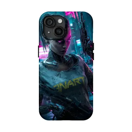 Cyberpunk Female Cyborg Neon City Street