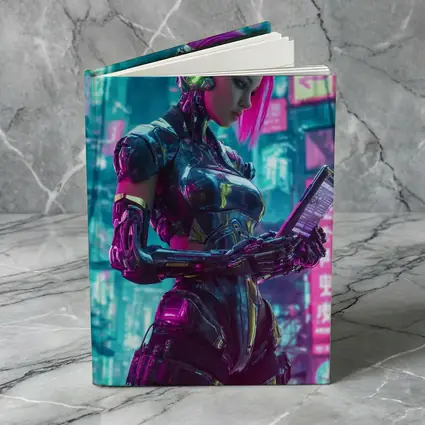 Cyberpunk Female Robot Pink Neon City
