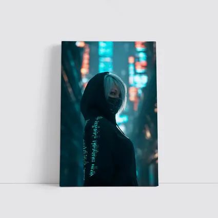 Cyberpunk Girl Neon City Night Street