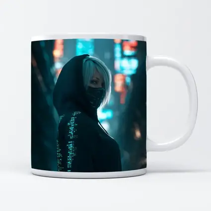 Cyberpunk Girl Neon City Night Street