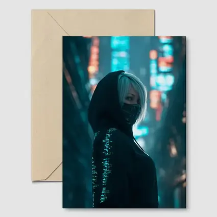 Cyberpunk Girl Neon City Night Street