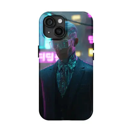 Cyberpunk Man Neon City Rainy Night