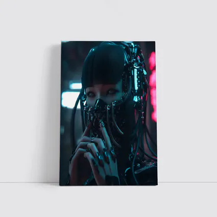Cyberpunk Female Android Dark Neon City