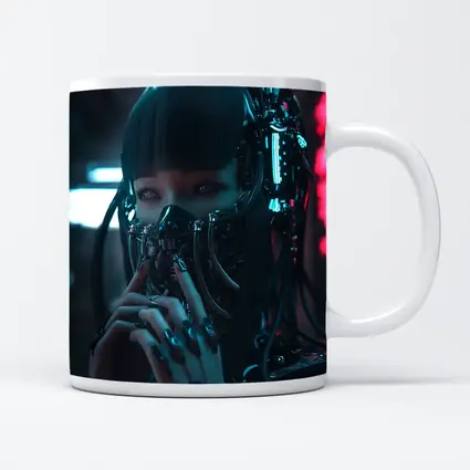 Cyberpunk Female Android Dark Neon City