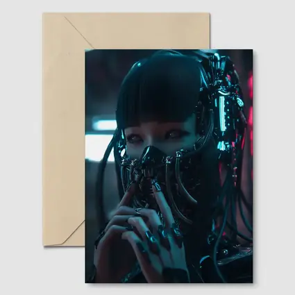 Cyberpunk Female Android Dark Neon City