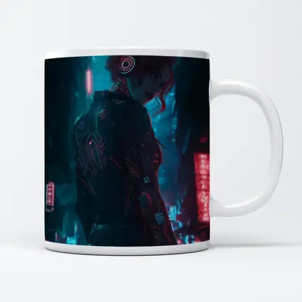 Cyberpunk Woman Neon City Night Art