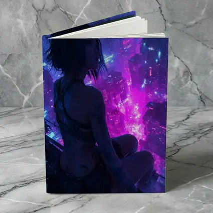 Anime Girl Overlooking Neon Cyberpunk City