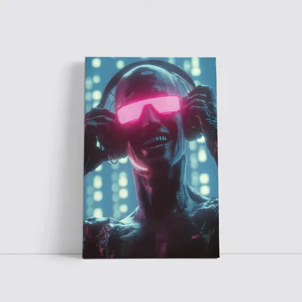 Cyberpunk Robot DJ Neon Pink Visor
