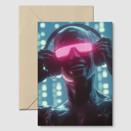 Cyberpunk Robot DJ Neon Pink Visor