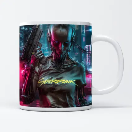 Cyberpunk Woman Cyborg Neon City Night