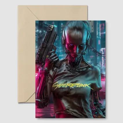 Cyberpunk Woman Cyborg Neon City Night
