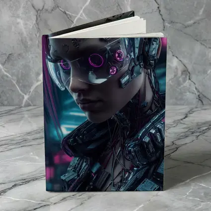 Cyberpunk Female Cyborg Neon City Portrait