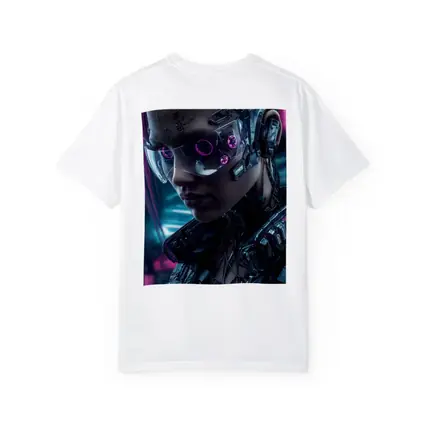 Cyberpunk Female Cyborg Neon City Portrait