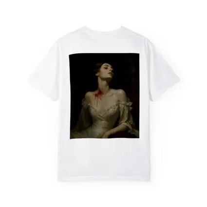 Gothic Woman White Dress Dark Dramatic Painting