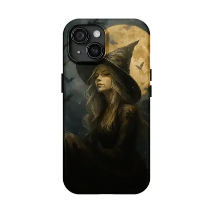 Witch Girl Full Moon Night Oil Painting