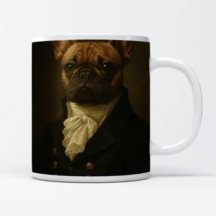 French Bulldog Portrait Dark Oil Painting Style