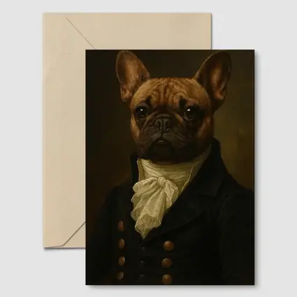 French Bulldog Portrait Dark Oil Painting Style