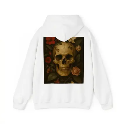 Skull With Red Roses Floral Dark Painting