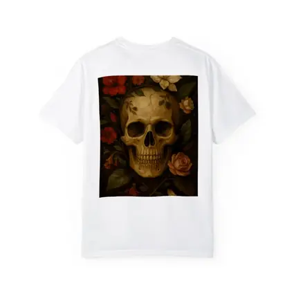 Skull With Red Roses Floral Dark Painting
