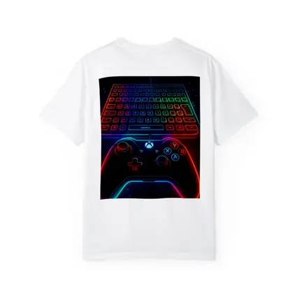 Neon Gaming Controller Keyboard Dark Background