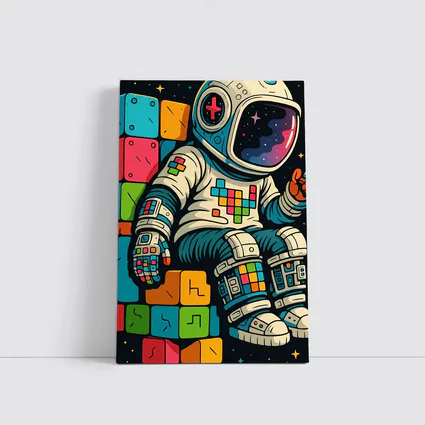 Astronaut Playing Tetris In Outer Space
