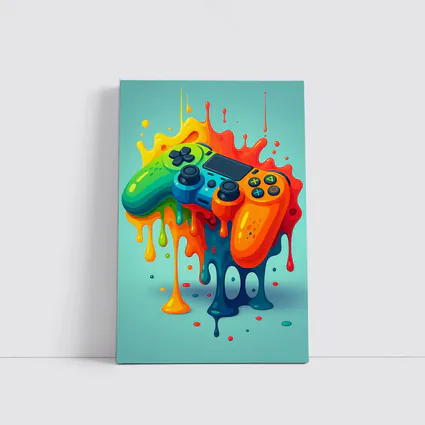 Colorful Gaming Controller Paint Splash Art