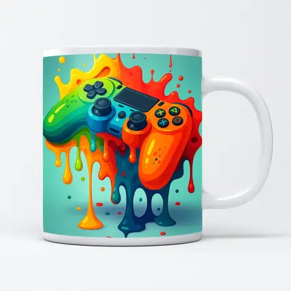 Colorful Gaming Controller Paint Splash Art